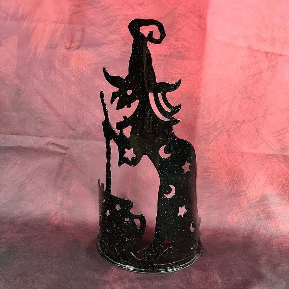 🩵Partylite Black Shimmery Wilemina Witch Tealight Candle Holder - Picture 3 of 9